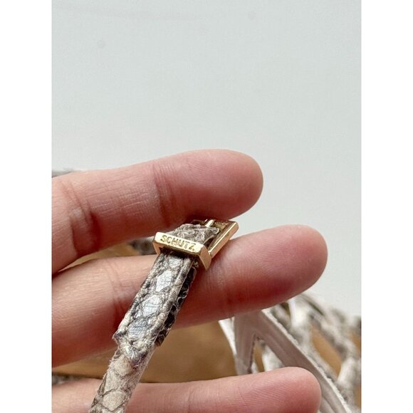 SCHUTZ Julianna Grey Python Snake Leather Strappy High Heel Cage Sandals, Size 5 - Picture 10 of 16